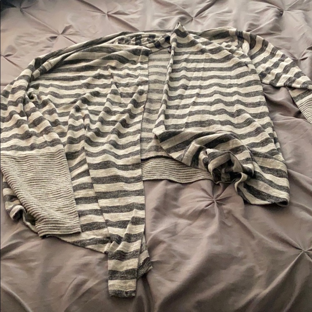 Black and Grey angled striped cardigan